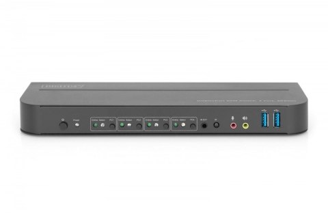 Przełącznik KVM, 4 portowy, 4K 60Hz, 4x DP IN, 1x DP OUT, 1x HDMI OUT, 2x USB A, 1x Audio IN&OUT