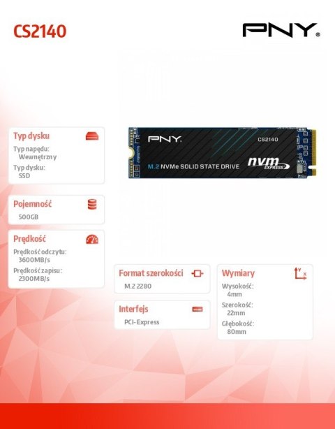 Dysk SSD CS2140 500GB M.2 2280 Dysk SSD CS2140 500GB M.2 2280