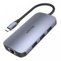 HUB USB-C 9w1, USB-C, HDMI 2.0, RJ45, PD 100W, czytnik SD; D1071A