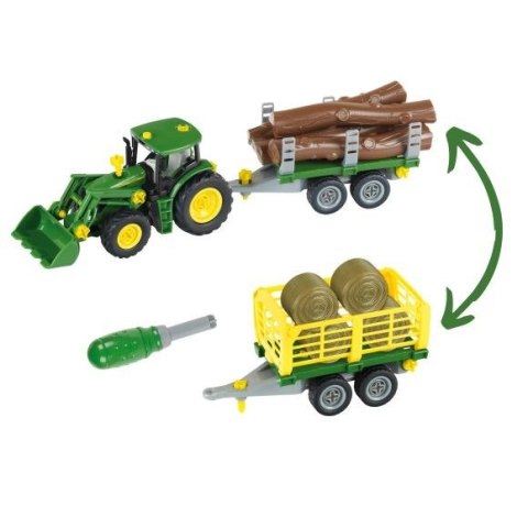 Traktor John Deere do skręcania z 2 przyczepami Traktor John Deere do skręcania z 2 przyczepami