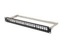 Patch panel pusty 24 porty 1U 19 cali ftp do modułów keystone czarny