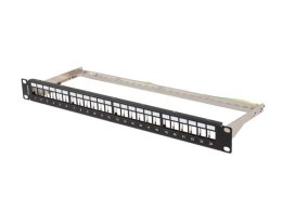 Patch panel pusty 24 porty 1U 19 cali ftp do modułów keystone czarny