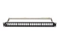 Patch panel pusty 24 porty 1U 19 cali ftp do modułów keystone czarny