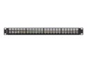 Patch panel pusty 24 porty 1U 19 cali ftp do modułów keystone czarny