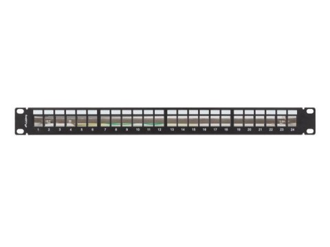 Patch panel pusty 24 porty 1U 19 cali ftp do modułów keystone czarny Patch panel pusty 24 porty 1U 19 cali ftp do modułów keystone czarny