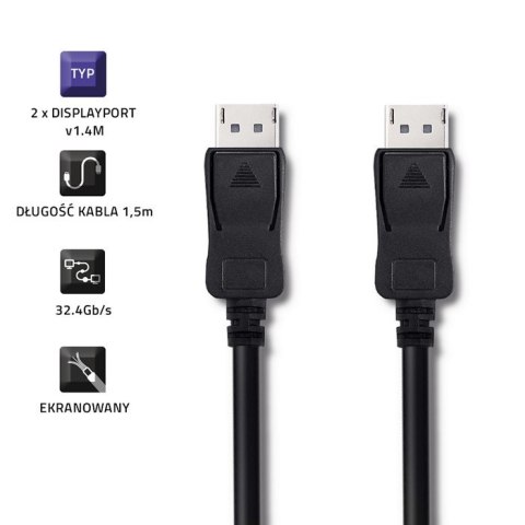 Kabel DisplayPort v1.4 Męski - DisplayPort v1.4 Męski 1.5m Kabel DisplayPort v1.4 Męski - DisplayPort v1.4 Męski 1.5m