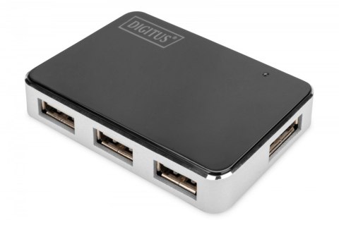 HUB/Koncentrator 4-portowy USB 2.0 HighSpeed, aktywny, czarno-srebrny HUB/Koncentrator 4-portowy USB 2.0 HighSpeed, aktywny, czarno-srebrny