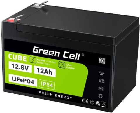 AKUMULATOR LITOWO-ŻELAZOWO-FOSFORANOWY LiFePO4 Green Cell Cube 12.8V 12Ah LFPGC12V12AH AKUMULATOR LITOWO-ŻELAZOWO-FOSFORANOWY LiFePO4 Green Cell Cube 12.8V 12Ah LFPGC12V12AH