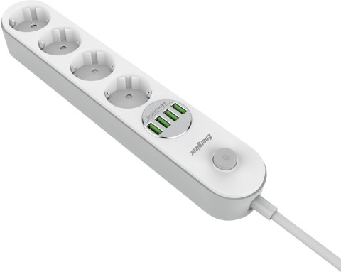 LISTWA ZASILAJĄCA Z WYŁĄCZNIKIEM Energizer 4x SCHUKO 4x USB-A 2500W 10A KABEL 2M LISTWA ZASILAJĄCA Z WYŁĄCZNIKIEM Energizer 4x SCHUKO 4x USB-A 2500W 10A KABEL 2M