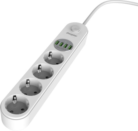 LISTWA ZASILAJĄCA Z WYŁĄCZNIKIEM Energizer 4x SCHUKO 4x USB-A 2500W 10A KABEL 2M LISTWA ZASILAJĄCA Z WYŁĄCZNIKIEM Energizer 4x SCHUKO 4x USB-A 2500W 10A KABEL 2M
