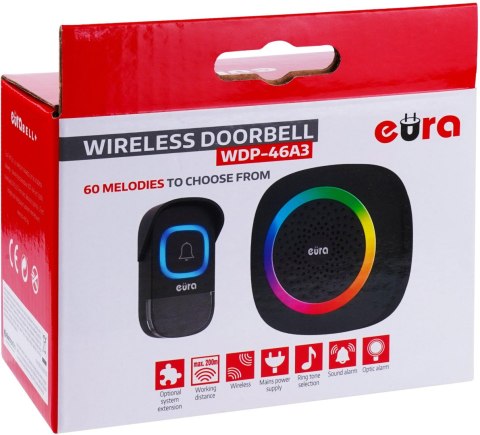 Dzwonek bezprzewodowy EURA WDP-46A3 czarny Dzwonek bezprzewodowy EURA WDP-46A3 czarny
