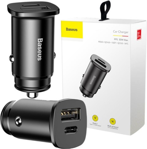 ŁADOWARKA SAMOCHODOWA Baseus Square CCALL-AS01 30W 5A 1x USB-A 1x USB-C QC 4.0+ ŁADOWARKA SAMOCHODOWA Baseus Square CCALL-AS01 30W 5A 1x USB-A 1x USB-C QC 4.0+