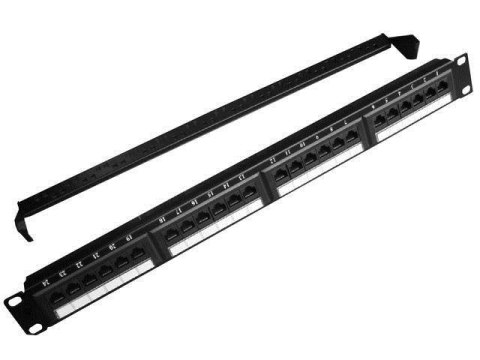 Patch Panel 24 Porty 1U 19'' Kat.5e z funkcją organizacji kabli czarny Patch Panel 24 Porty 1U 19'' Kat.5e z funkcją organizacji kabli czarny