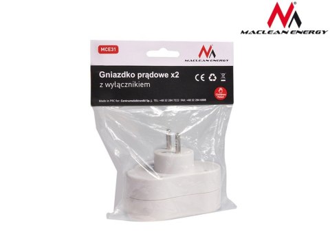 Gniazdko prądowe X2 z wyłącznikiem Energy MCE31 3680W Gniazdko prądowe X2 z wyłącznikiem Energy MCE31 3680W