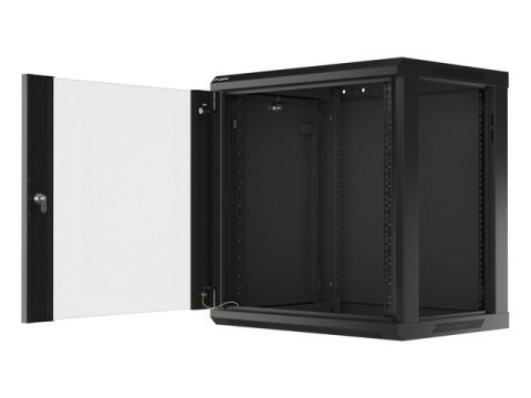 Szafa instalacyjna wisząca 19 12U 600X450mm czarna (drzwi szklane) Szafa instalacyjna wisząca 19 12U 600X450mm czarna (drzwi szklane)
