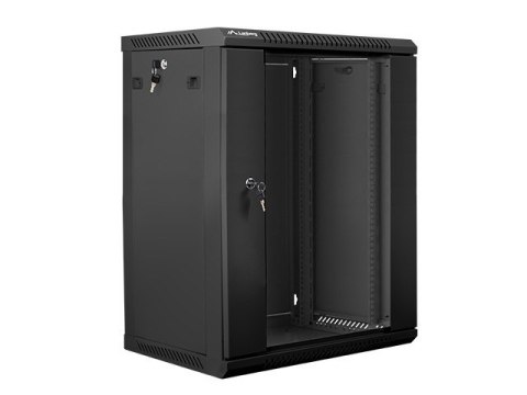 Szafa instalacyjna wisząca 19'' 15U 600X450mm czarna (drzwi szklane) Szafa instalacyjna wisząca 19'' 15U 600X450mm czarna (drzwi szklane)