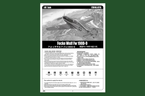 Model plastikowy Focke Wulf Fw 190D-9 Model plastikowy Focke Wulf Fw 190D-9