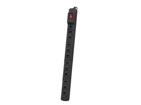 Listwa przeciwprzepięciowa M12/16A Rack 19'' 2.5m czarna (12 gniazd) do montażu pionowego Listwa przeciwprzepięciowa M12/16A Rack 19'' 2.5m czarna (12 gniazd) do montażu pionowego