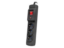 Listwa przeciwprzepięciowa M3 1.5m czarna (3 gniazda)