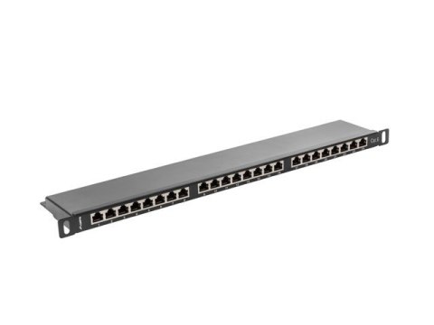 Patch Panel 24 Port 0.5U Kat.6 czarny ekranowany Patch Panel 24 Port 0.5U Kat.6 czarny ekranowany