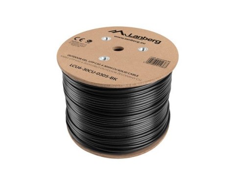 Kabel LAN UTP KAT-6 305M drut outdoor żelowany CU fluke passed, czarny Kabel LAN UTP KAT-6 305M drut outdoor żelowany CU fluke passed, czarny