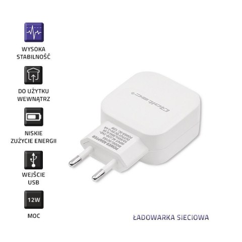 Ładowarka sieciowa 12W | 5V | 2.4A | USB | Biała Ładowarka sieciowa 12W | 5V | 2.4A | USB | Biała