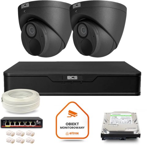 Zestaw monitoringu IP BCS Point 2x Kamera BCS-P-EIP28FWR3-Ai2-G Rejestrator z dyskiem 1TB Zestaw monitoringu IP BCS Point 2x Kamera BCS-P-EIP28FWR3-Ai2-G Rejestrator z dyskiem 1TB
