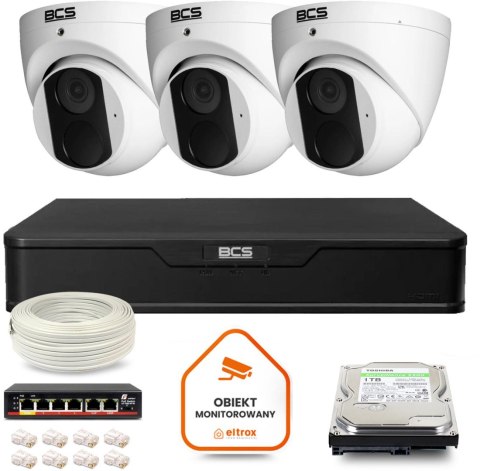 Zestaw monitoringu IP BCS Point 3x Kamera BCS-P-EIP14FSR3 Rejestrator z dyskiem 1TB Zestaw monitoringu IP BCS Point 3x Kamera BCS-P-EIP14FSR3 Rejestrator z dyskiem 1TB