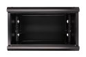 Szafka wisząca rack 6U 600x600 czarna szklane drzwi