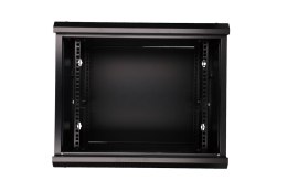 Szafka wisząca rack 9U 600x450 czarna szklane drzwi