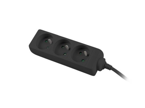 Listwa zasilająca 1,5m, czarna, 3 gniazda, kabel wykonany z pełnej miedzi Listwa zasilająca 1,5m, czarna, 3 gniazda, kabel wykonany z pełnej miedzi