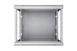 Szafka wisząca rack 9U 600x450 szara szklane drzwi