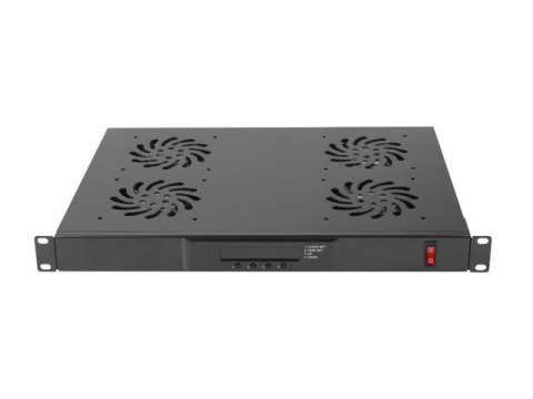 Panel wentylacyjny LCD poziomy 1U z termostatem do szaf, 19 cali, 4 wentylatory, 230V, czarny Panel wentylacyjny LCD poziomy 1U z termostatem do szaf, 19 cali, 4 wentylatory, 230V, czarny