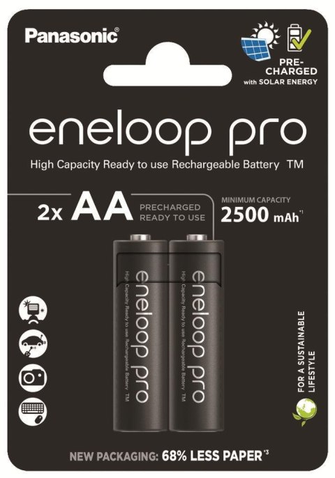 Akumulatorki R6 / AA Panasonic Eneloop PRO 2500mAh Ni-MH BK-3HCDE/2BE (blister 2 szt.) Akumulatorki R6 / AA Panasonic Eneloop PRO 2500mAh Ni-MH BK-3HCDE/2BE (blister 2 szt.)