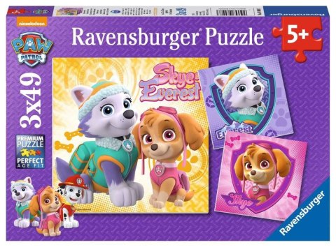 Puzzle 3x49 elementów Psi Patrol Everest i Skye Puzzle 3x49 elementów Psi Patrol Everest i Skye