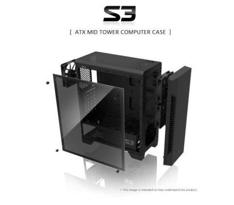 Obudowa S3 TG ATX Mid Tower PC Case TG fan x3 Obudowa S3 TG ATX Mid Tower PC Case TG fan x3