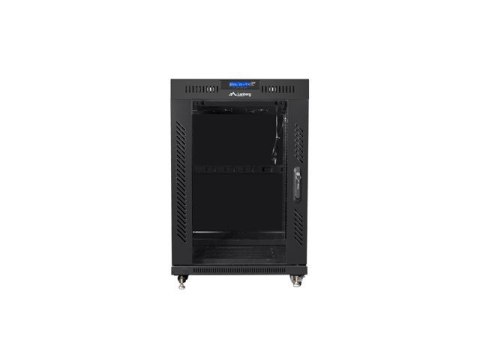 Szafa instalacyjna rack stojąca 19 15U 600x800 czarna, drzwi szklane lcd (flat pack) Szafa instalacyjna rack stojąca 19 15U 600x800 czarna, drzwi szklane lcd (flat pack)