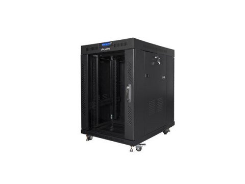 Szafa instalacyjna rack stojąca 19 15U 600x800 czarna, drzwi szklane lcd (flat pack) Szafa instalacyjna rack stojąca 19 15U 600x800 czarna, drzwi szklane lcd (flat pack)