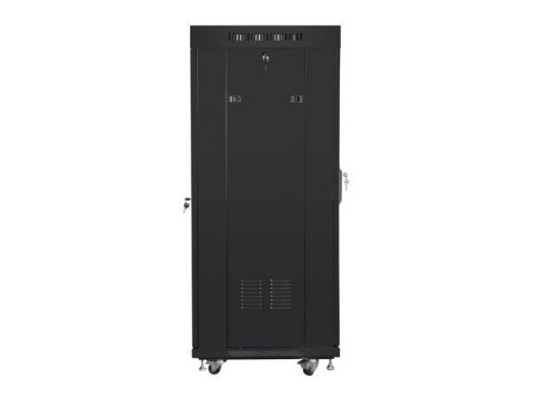 Szafa instalacyjna rack stojąca 19 27U 600x600 czarna, drzwi szklane LCD (Flat pack) Szafa instalacyjna rack stojąca 19 27U 600x600 czarna, drzwi szklane LCD (Flat pack)