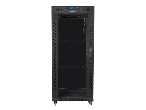 Szafa instalacyjna rack stojąca 19 27U 600x800 czarna, drzwi szklane LCD (Flat pack) Szafa instalacyjna rack stojąca 19 27U 600x800 czarna, drzwi szklane LCD (Flat pack)