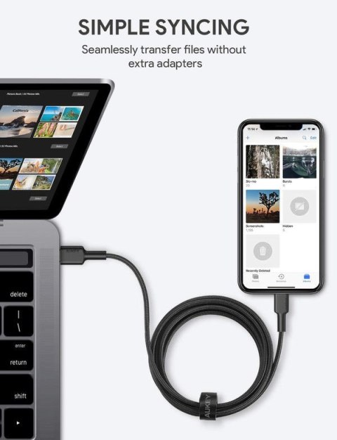 CB-CL03 Black nylonowy kabel Lightning-USB C | USB Power Delivery USB-PD | 2m | certyfikat MFi Apple CB-CL03 Black nylonowy kabel Lightning-USB C | USB Power Delivery USB-PD | 2m | certyfikat MFi Apple