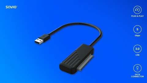 Adapter SATA żeński - USB 3.0 męski do dysków 2,5, AK-38 Adapter SATA żeński - USB 3.0 męski do dysków 2,5, AK-38
