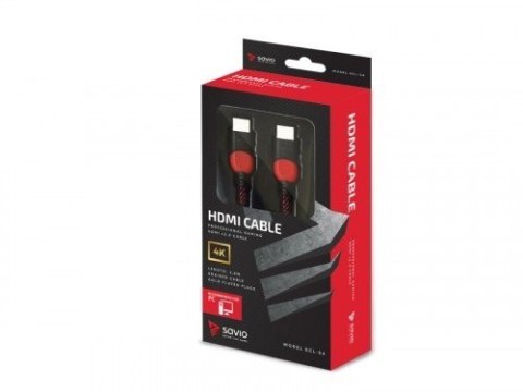 Kabel HDMI 2.0 czerwono-czarny 3 m, GCL-04 Kabel HDMI 2.0 czerwono-czarny 3 m, GCL-04