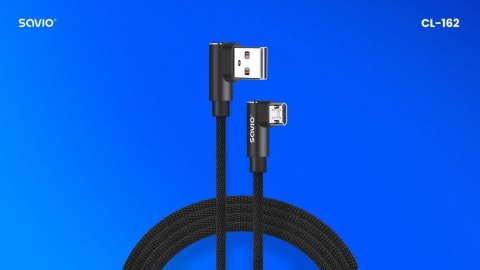 Kabel z dwustronnym złączem USB Micro USB - USB A 2m, CL-162 Kabel z dwustronnym złączem USB Micro USB - USB A 2m, CL-162