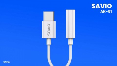 Adapter USB-C - Mini Jack 3,5mm, Xiaomi, Huawei, Oppo, AK-51 Adapter USB-C - Mini Jack 3,5mm, Xiaomi, Huawei, Oppo, AK-51