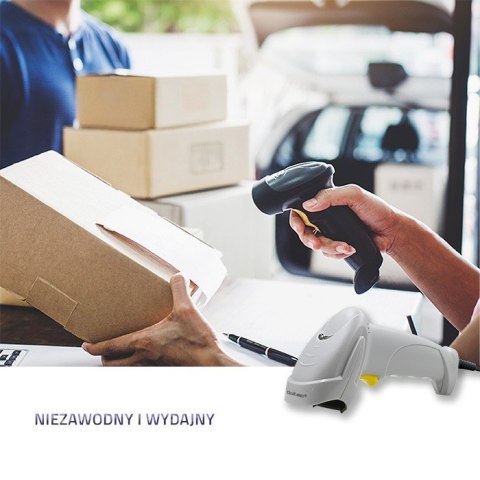 Laserowy czytnik kodów kreskowych 1D | USB | Biały Laserowy czytnik kodów kreskowych 1D | USB | Biały
