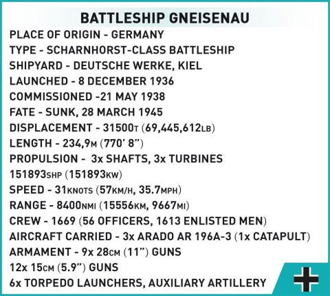 Klocki Historical Collection Battleship Gneisenau Klocki Historical Collection Battleship Gneisenau