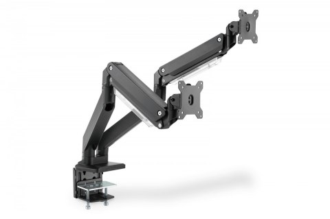 Ramię biurkowe podwójne z zaciskiem, 2xLCD, max. 35", max. obciążenie 2x15kg, ze sprężyną gazową Ramię biurkowe podwójne z zaciskiem, 2xLCD, max. 35", max. obciążenie 2x15kg, ze sprężyną gazową