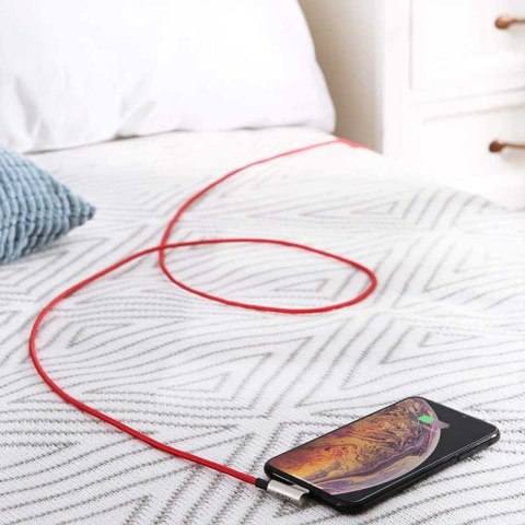 CB-AL01 Red OEM nylonowy kabel USB - Lightning | 2m | wtyki 90 stopni | certyfikat MFi CB-AL01 Red OEM nylonowy kabel USB - Lightning | 2m | wtyki 90 stopni | certyfikat MFi