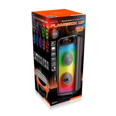 Głośnik FLAMEBOX UP MT3177 Bluetooth 5.0/FM/MP3/MicroSD/USB/RGB/RMS 14W/PMPO 600W Głośnik FLAMEBOX UP MT3177 Bluetooth 5.0/FM/MP3/MicroSD/USB/RGB/RMS 14W/PMPO 600W